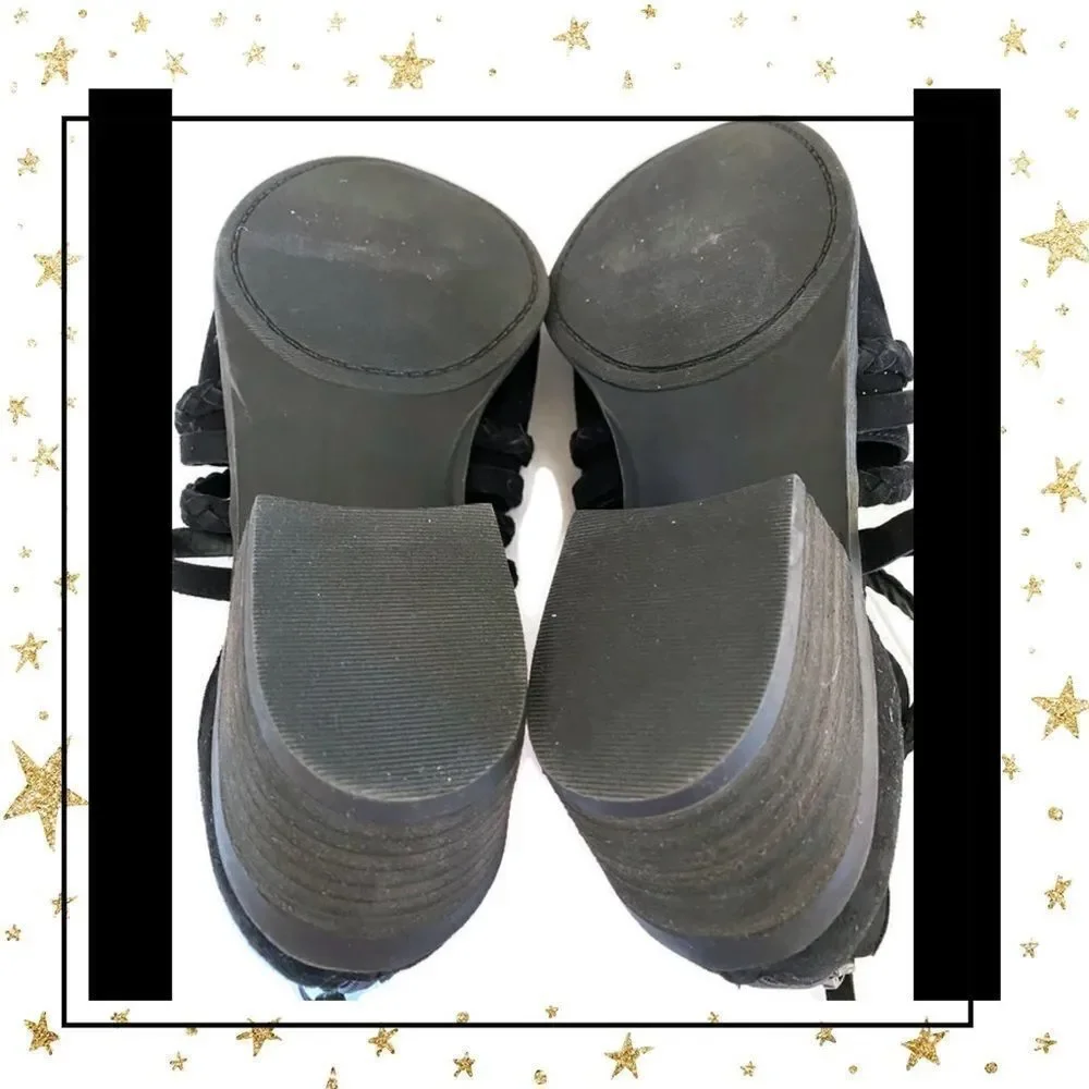 Caslon Black Suede Leather Braided Booties 9 9M